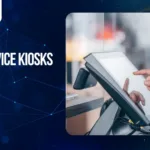 Customer using a self service kiosk Kuwait in a retail store with Al-Zahabi POS integration.