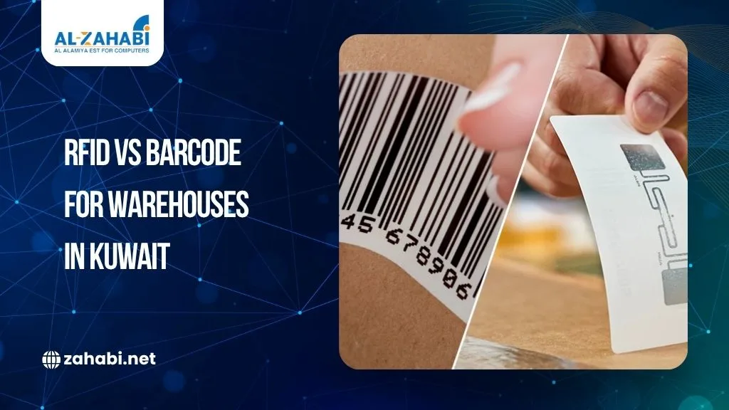 Comparison of barcode label and RFID card for warehouse inventory management in Kuwait