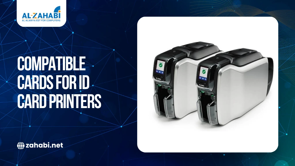 Professional ID card printers displayed for compatible PVC cards and secure ID badge printing solutions