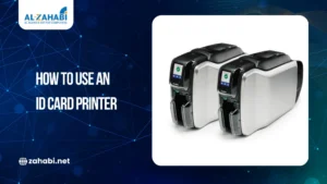 Dual ID card printers displayed for a guide on how to use an ID card printer for PVC card printing and employee ID creation