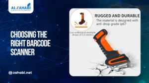 Rugged handheld barcode scanner designed for industrial use with IP67 durability and drop resistance features