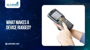 Handheld rugged mobile computer device used for barcode scanning and industrial data collection in harsh work environments