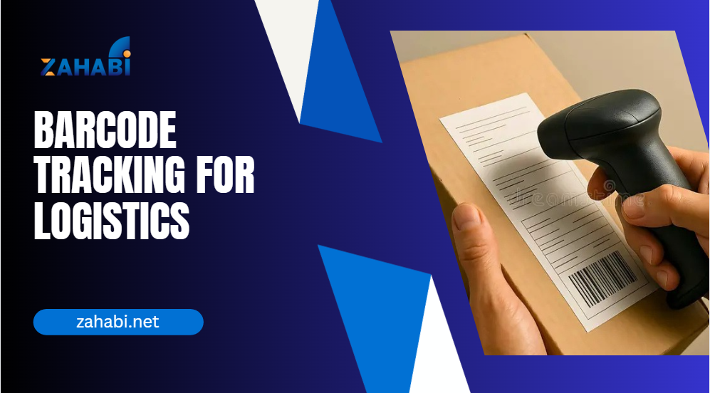 Hand scanning a barcode label on a shipping box with a handheld barcode scanner for logistics tracking and warehouse inventory management.