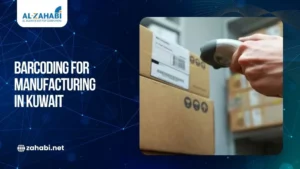 Worker uses a handheld barcode scanner to scan labeled shipping boxes in a warehouse for manufacturing inventory tracking.